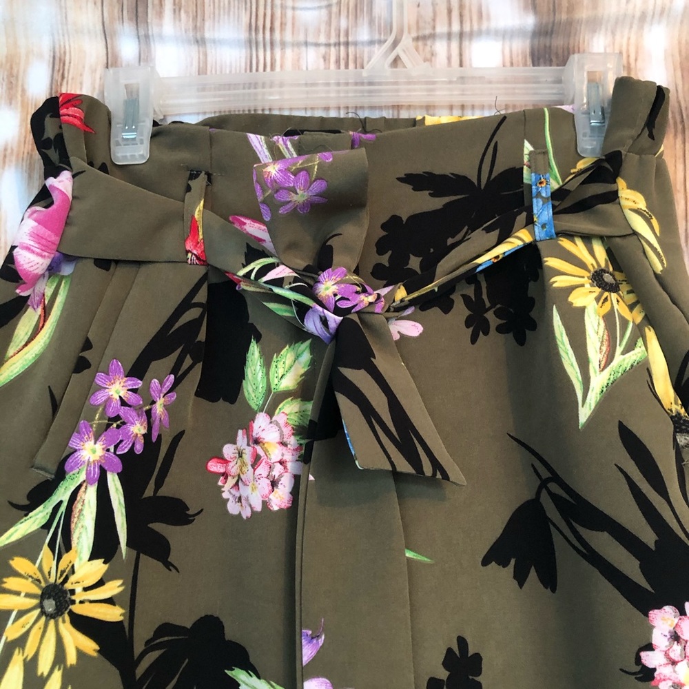 Like an Angel Olive Green Floral Dress Pants - Picture 2 of 8